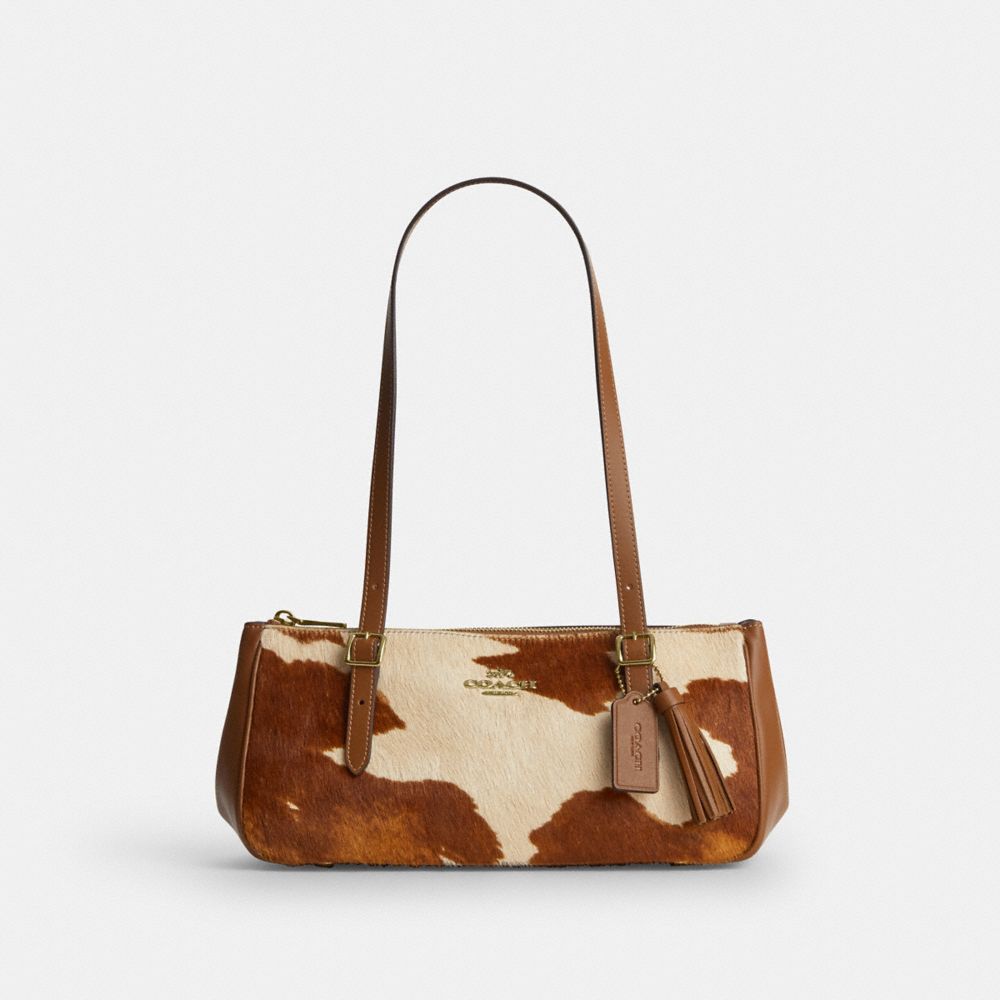 Asher Shoulder Bag In Haircalf With Cow Print - CDW46 - Gold/Cow Multi