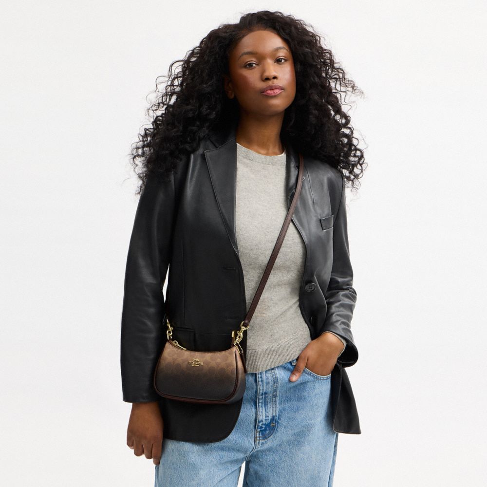 TERI MINI CROSSBODY BAG IN OMBRE SIGNATURE CANVAS
