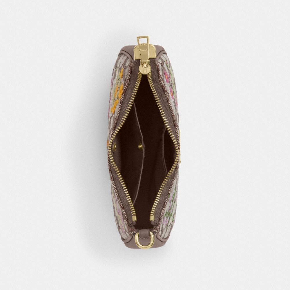 TERI MINI CROSSBODY BAG IN SIGNATURE JACQUARD WITH FLORAL EMBROIDERY