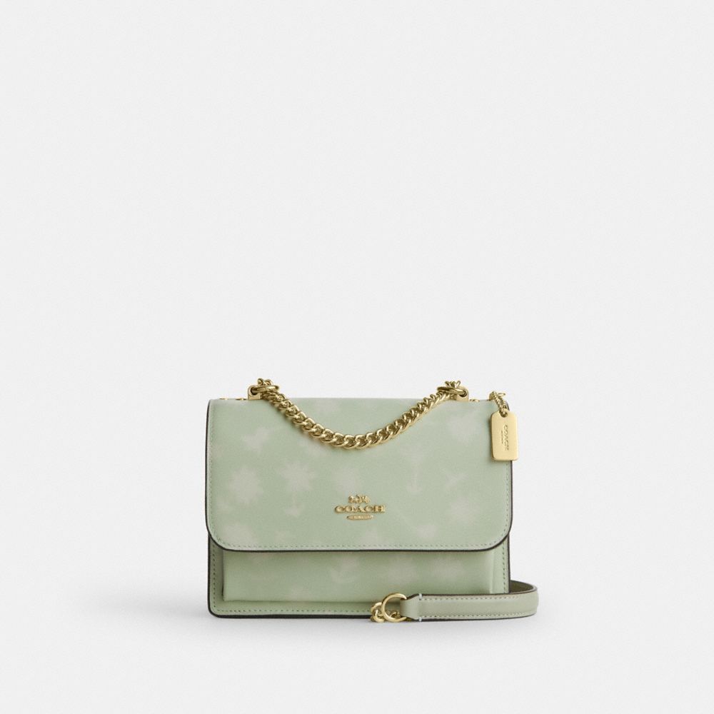 Mini Klare Crossbody Bag With Floral Print - CDW81 - Gold/Pale Green