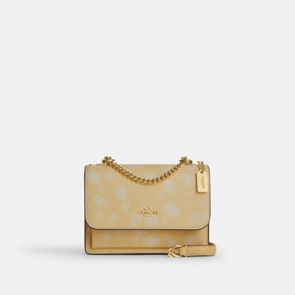 Mini Klare Crossbody Bag With Floral Print - CDW81 - Gold/Washed Yellow