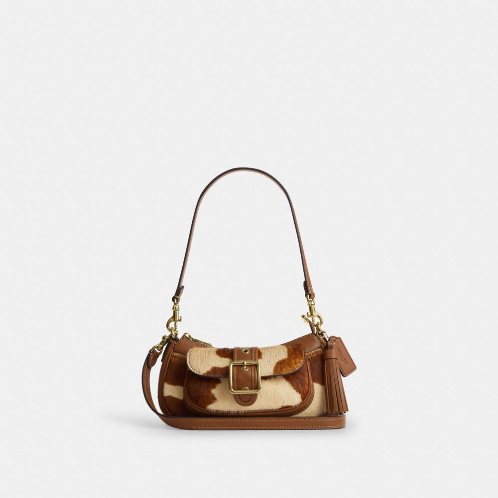 Ashton Mini Shoulder Bag In Haircalf With Cow Print - CDX79 - Gold/Cow Multi