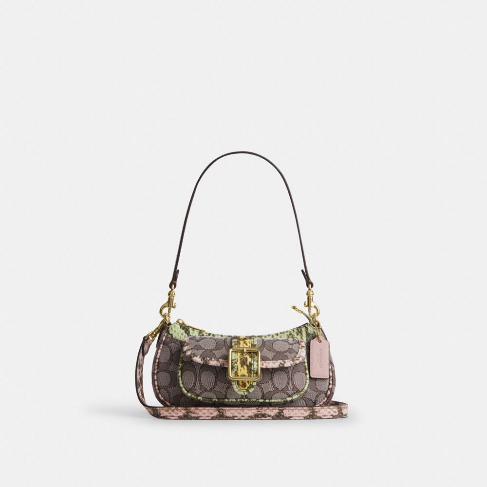 Ashton Mini Shoulder Bag In Signature Jacquard - CDX81 - Gold/Oak Multi