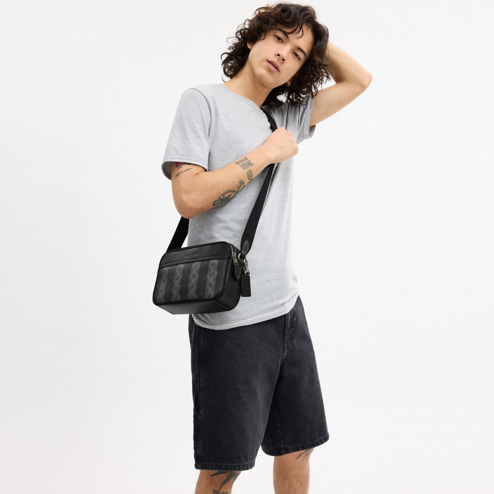 GRAHAM CROSSBODY BAG IN SIGNATURE CANVAS WITH STRIPES