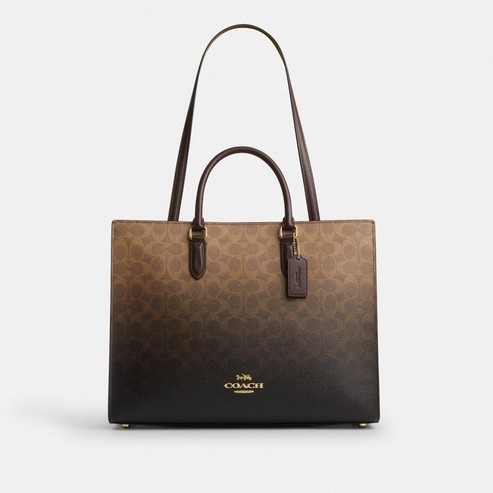 Maggie Tote Bag In Ombre Signature Canvas - CDY26 - Gold/Brown