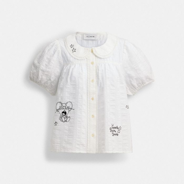 COACH | BRAIN DEAD EMBROIDERED BUTTON UP BLOUSE