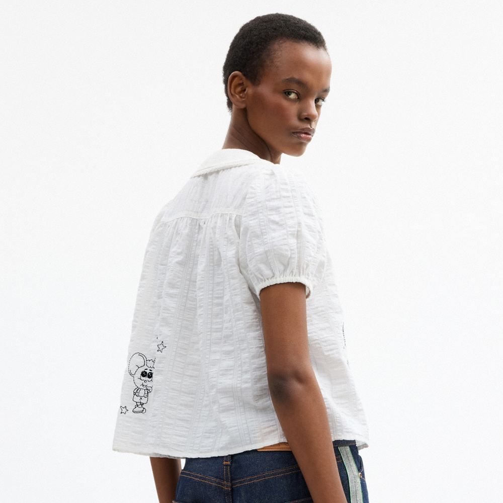 COACH | BRAIN DEAD EMBROIDERED BUTTON UP BLOUSE
