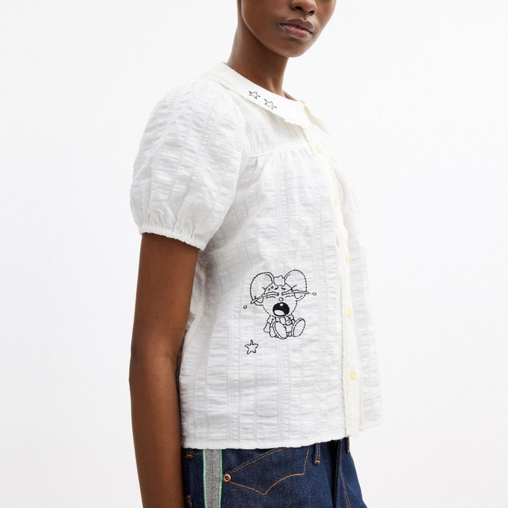 COACH | BRAIN DEAD EMBROIDERED BUTTON UP BLOUSE