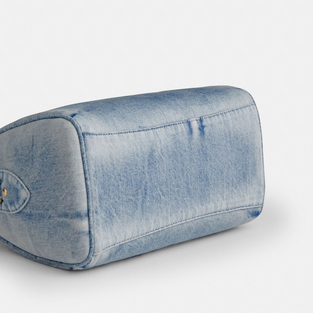 ROWAN SATCHEL BAG IN LOVED DENIM WITH CHARMS