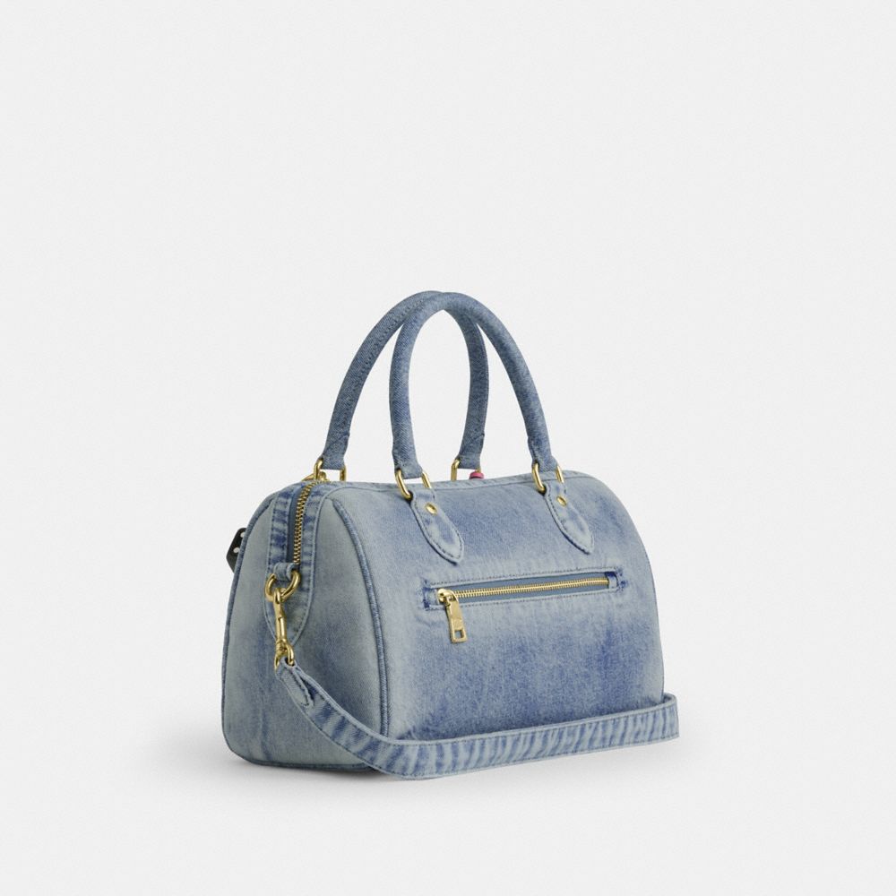 ROWAN SATCHEL BAG IN LOVED DENIM WITH CHARMS