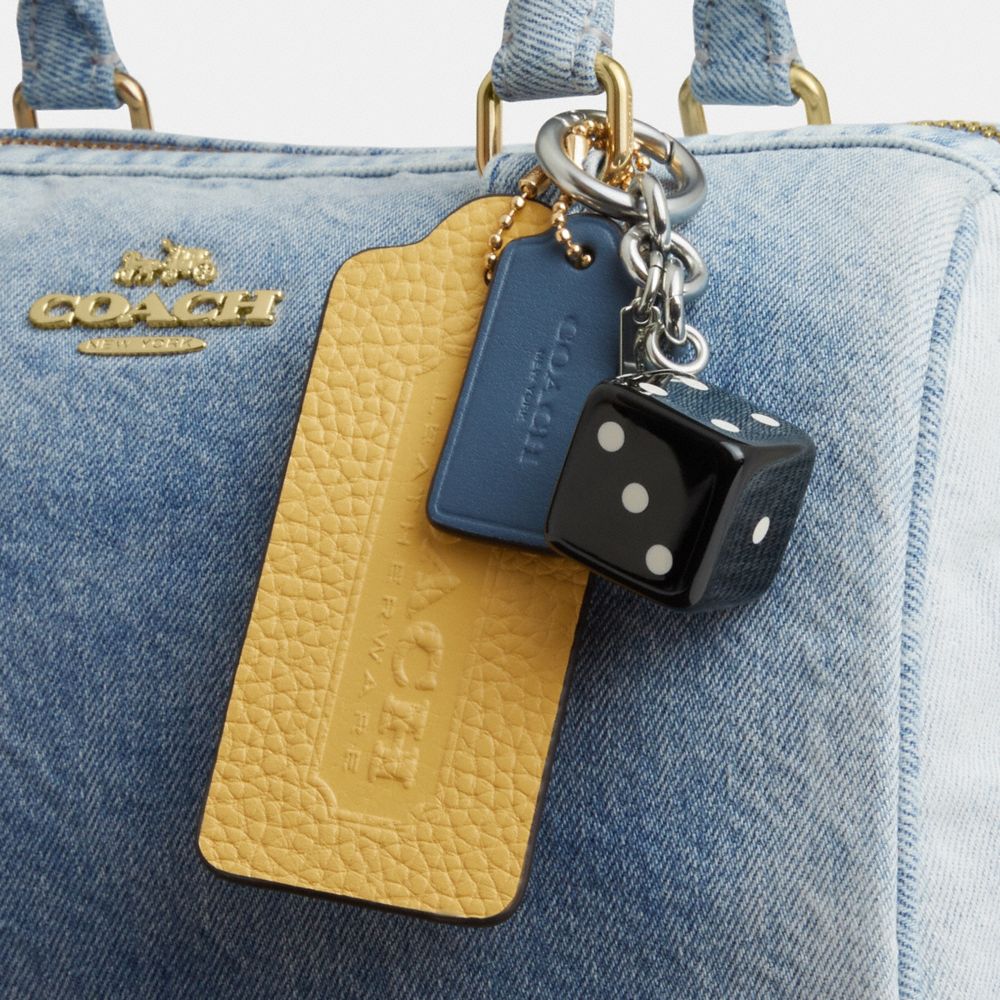 ROWAN SATCHEL BAG IN LOVED DENIM WITH CHARMS
