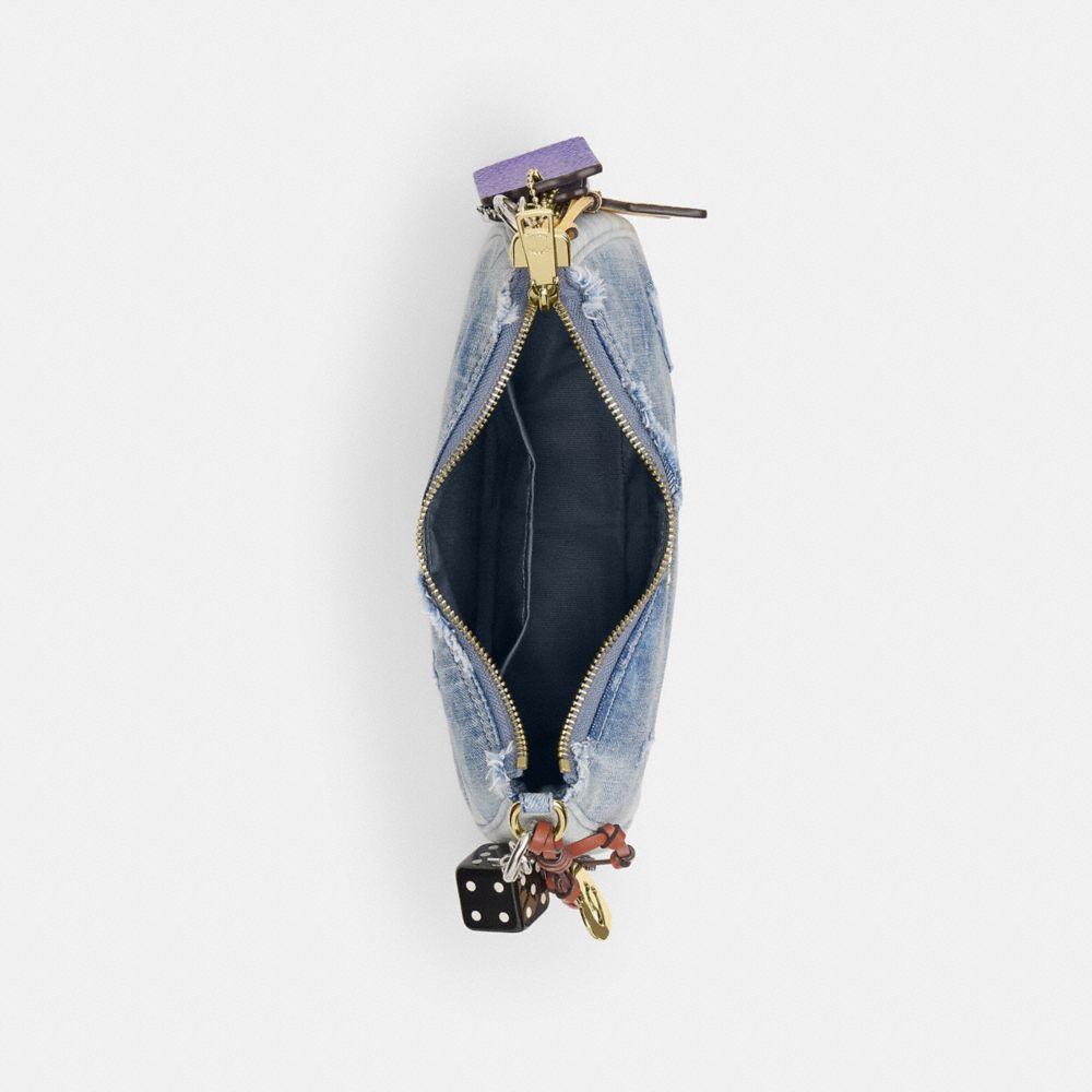 TERI SHOULDER BAG IN LOVED DENIM WITH CHARMS
