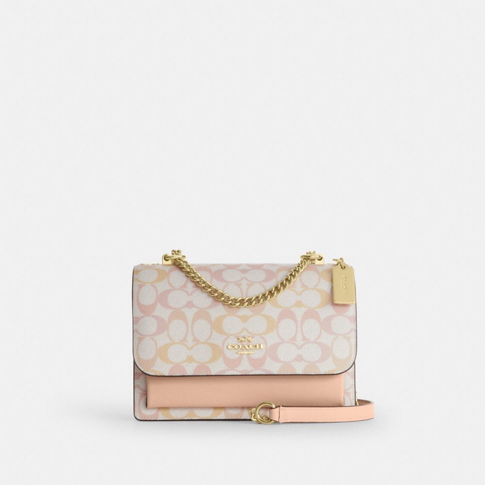 Klare Crossbody Bag In Signature Canvas - CDZ07 - Gold/Chalk/Pink
