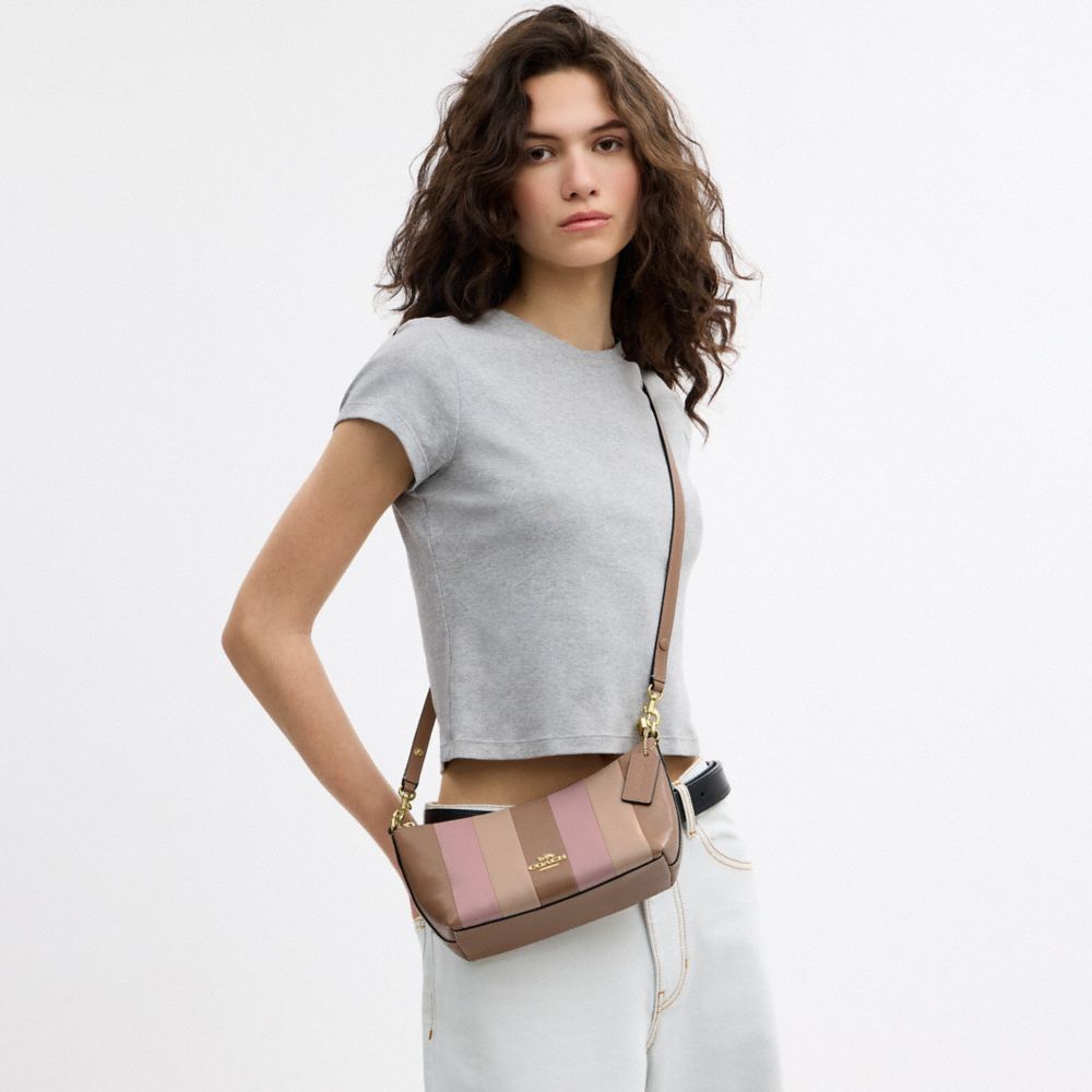 CAITLIN SHOULDER BAG WITH STRIPED PATCHWORK