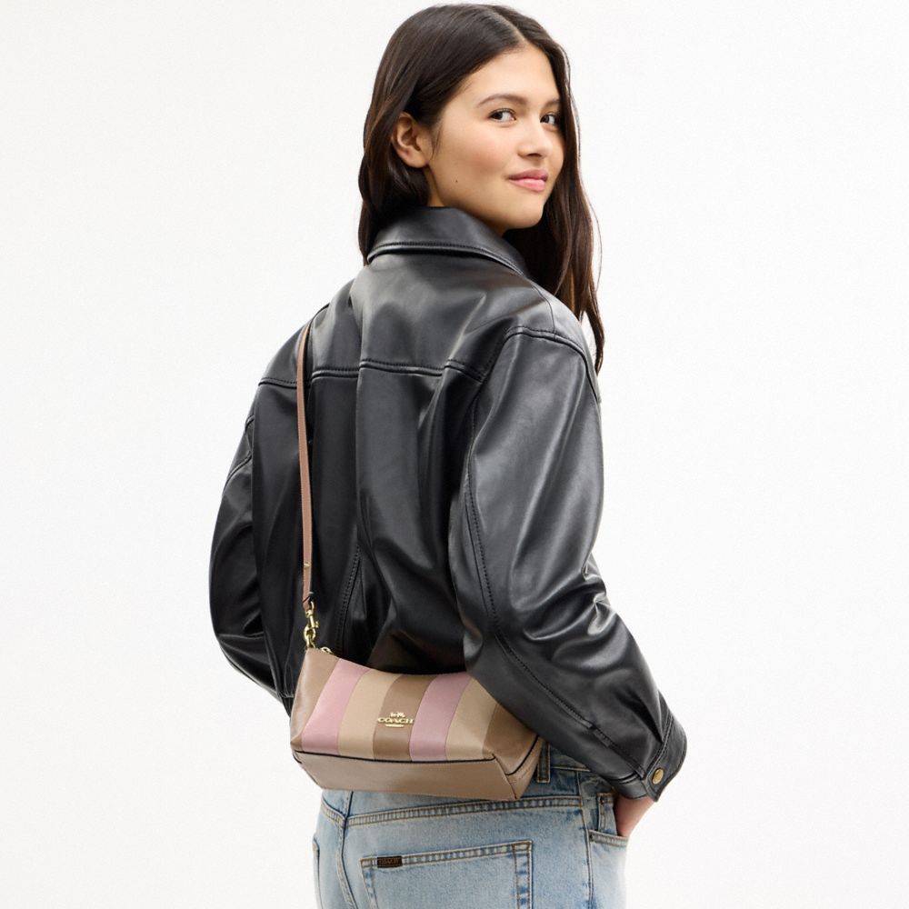 CAITLIN SHOULDER BAG WITH STRIPED PATCHWORK