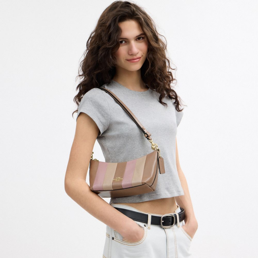 CAITLIN SHOULDER BAG WITH STRIPED PATCHWORK