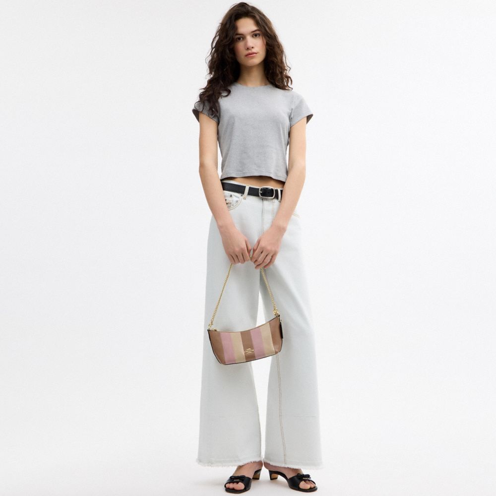 CAITLIN SHOULDER BAG WITH STRIPED PATCHWORK
