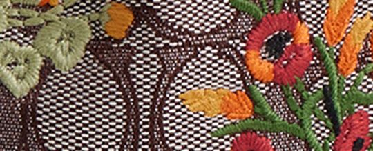 FAYE MINI DRAWSTRING BAG IN SIGNATURE JACQUARD WITH FLORAL EMBROIDERY