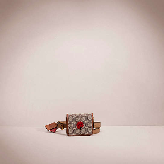 CE075 - Upcrafted Billfold Wallet In Signature Textile Jacquard With Ladybug Motif Embroidery Belt Bag Brass/Cocoa Burnished Amb
