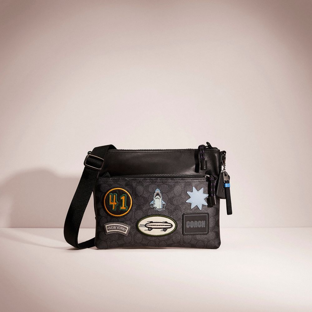 CE077 - Upcrafted Pacer Crossbody In Signature Canvas With Coach Patch Black Copper/Charcoal
