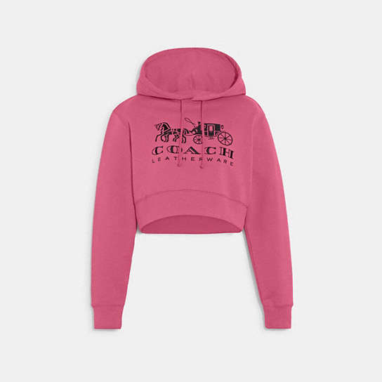 CE112 - Horse And Carriage Cropped Hoodie In Organic Cotton Petunia