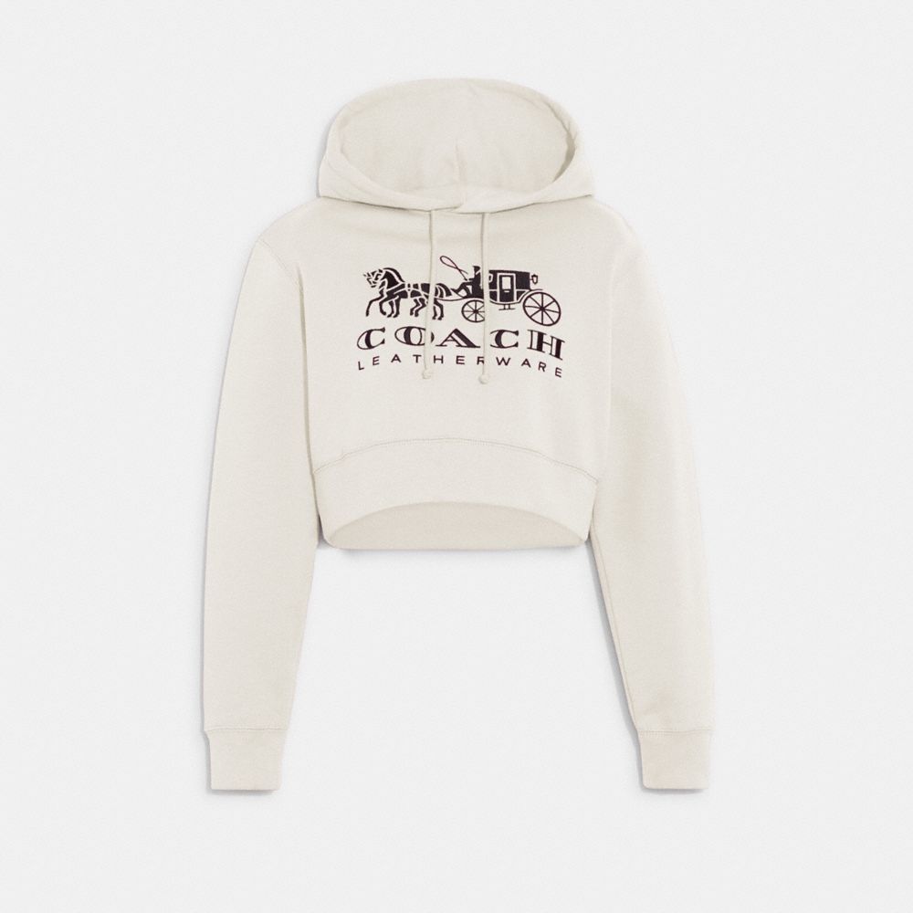 CE112 - Horse And Carriage Cropped Hoodie In Organic Cotton Petunia