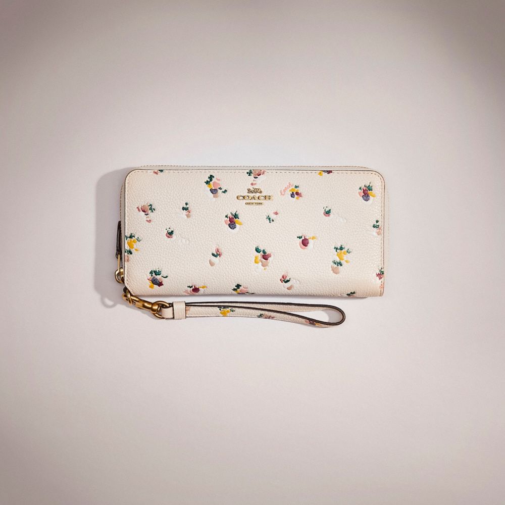 CE165 - Restored Continental Wallet With Paint Dab Floral Print Brass/Chalk Multi
