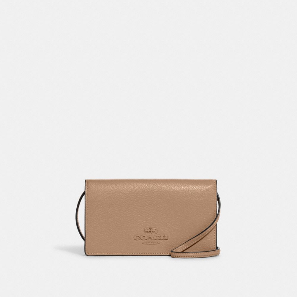 Anna Foldover Clutch Crossbody - CE212 - Gold/Taupe