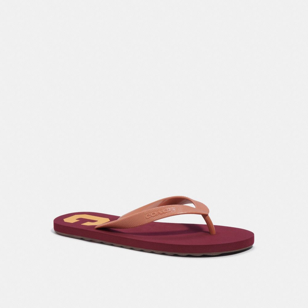 COACH CE216 Zak Flip Flop With Varsity WINE