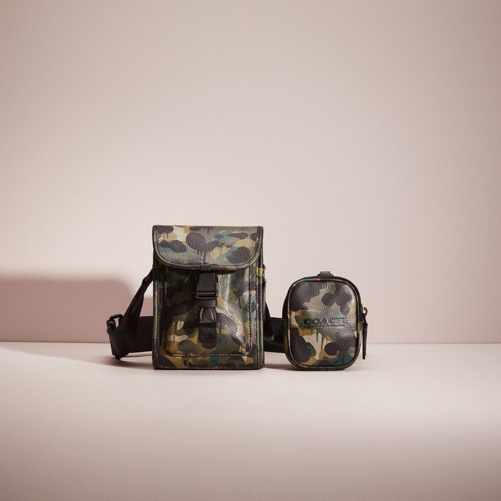 CE258 - Restored Charter North/South Crossbody With Hybrid Pouch With Camo Print Green/Blue