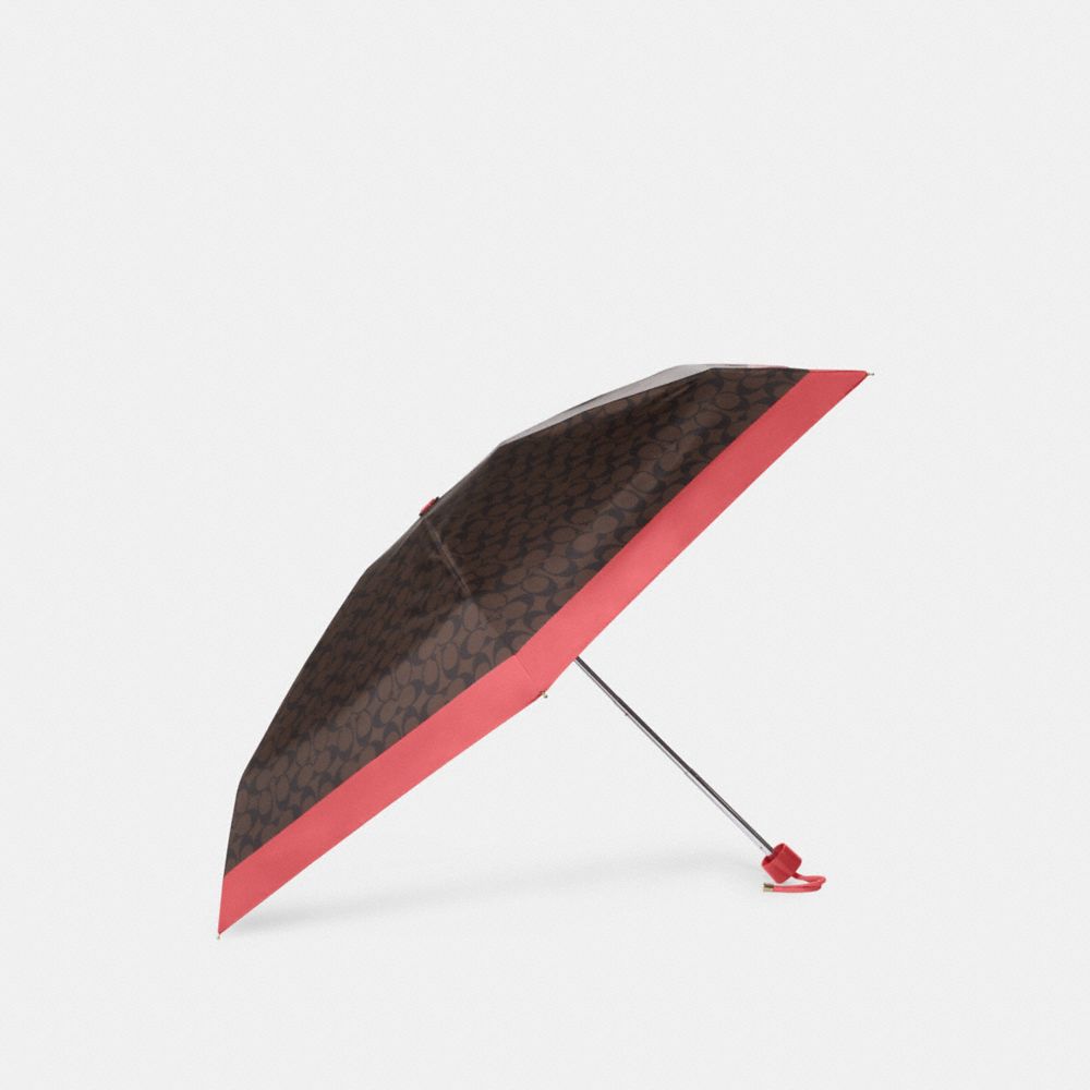 COACH CE265 Uv Protection Mini Umbrella In Signature IM/Brown Watermelon