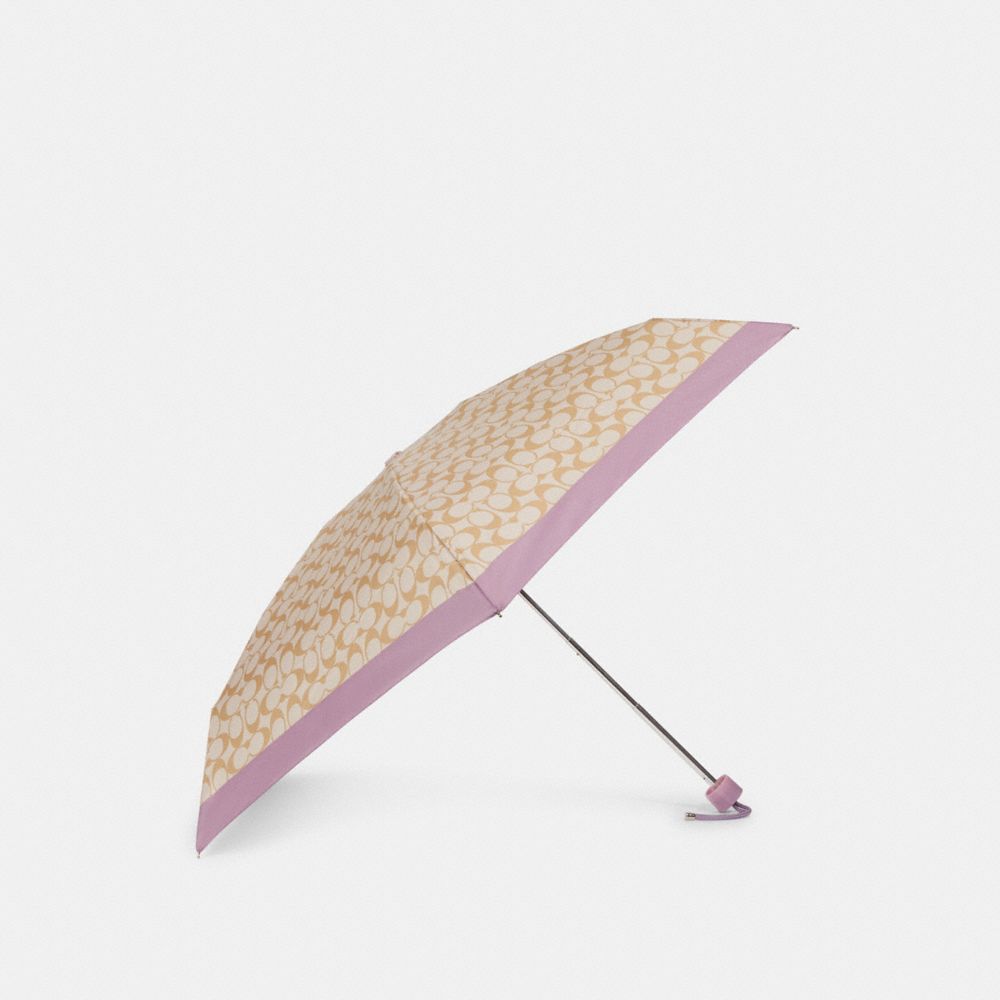 COACH CE265 Mini Umbrella In Signature SILVER/LIGHT KHAKI/ICE PURPLE