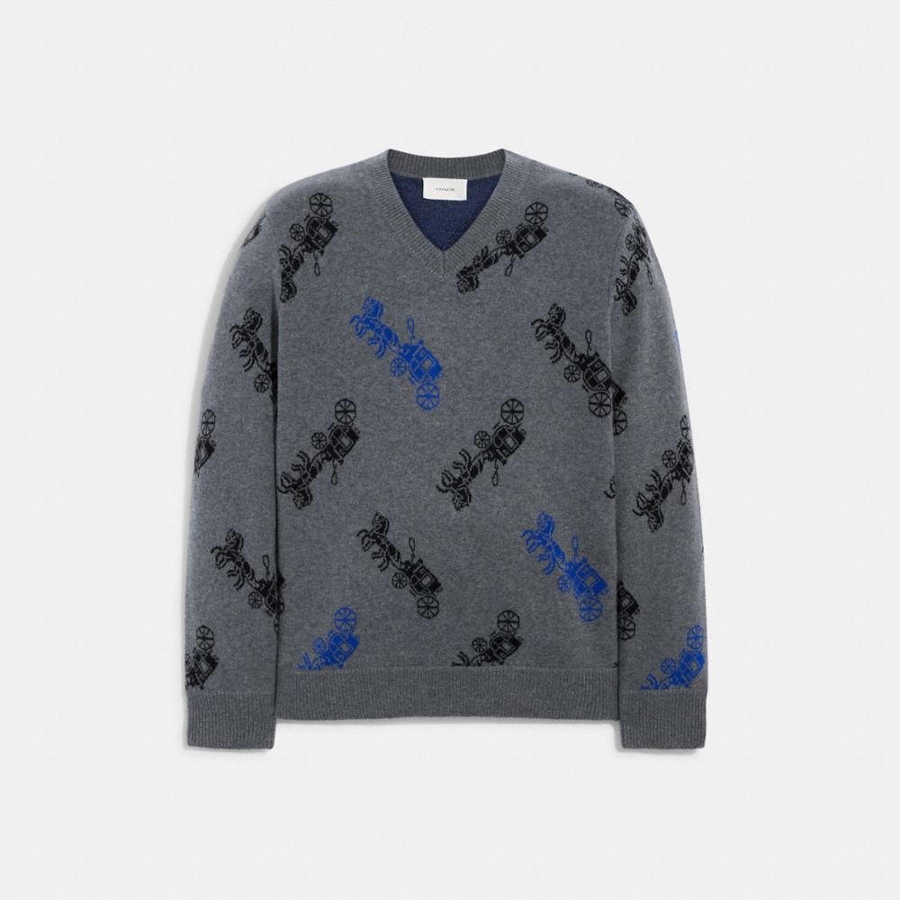 HORSE AND CARRIAGE V-NECK SWEATER