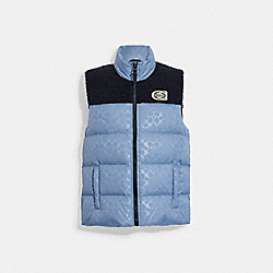Signature Colorblock Sherpa Puffer Vest - CE332 - Blue