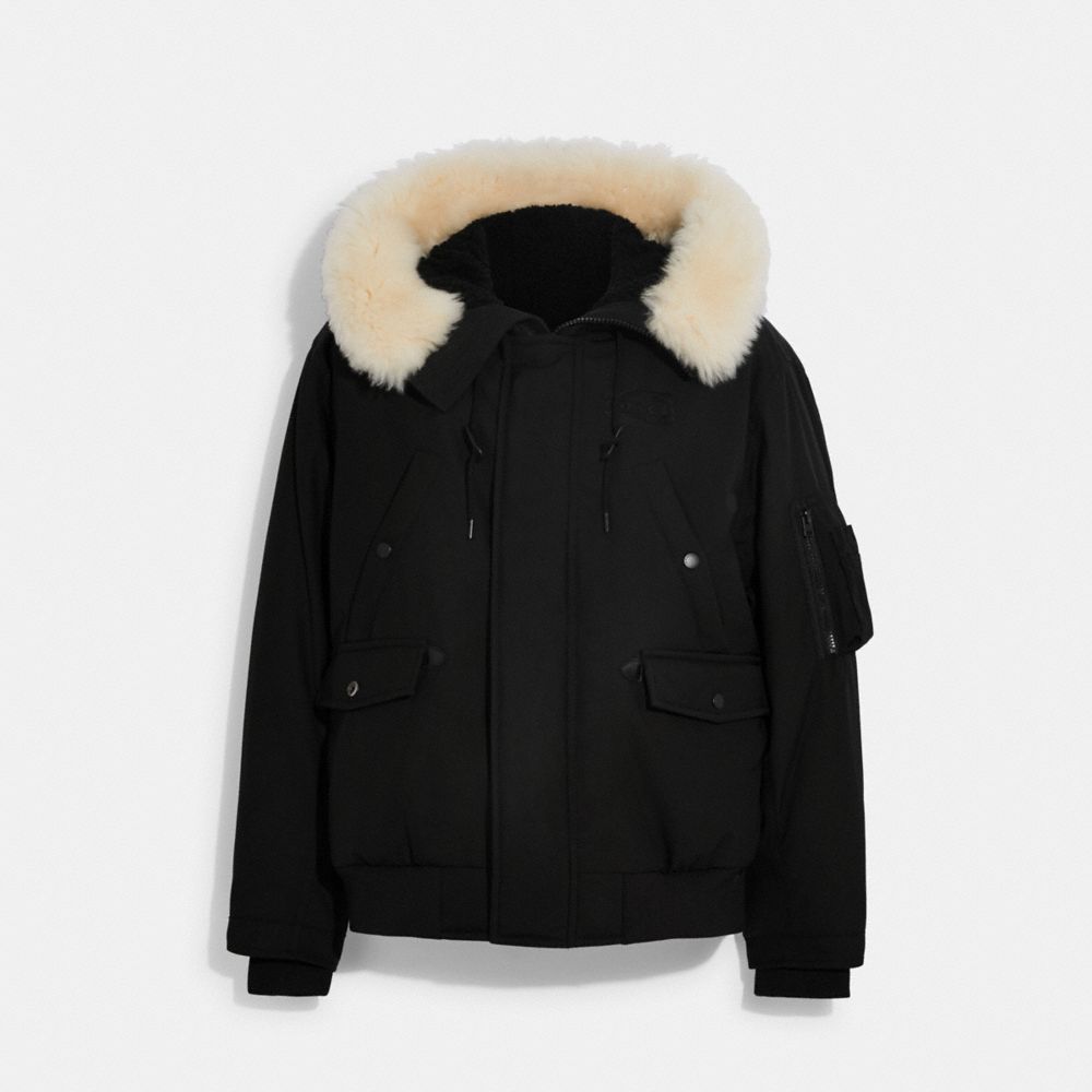 COACH CE337 Short Parka Black