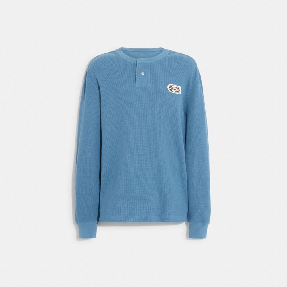 Relaxed Waffle Henley - CE340 - Blue