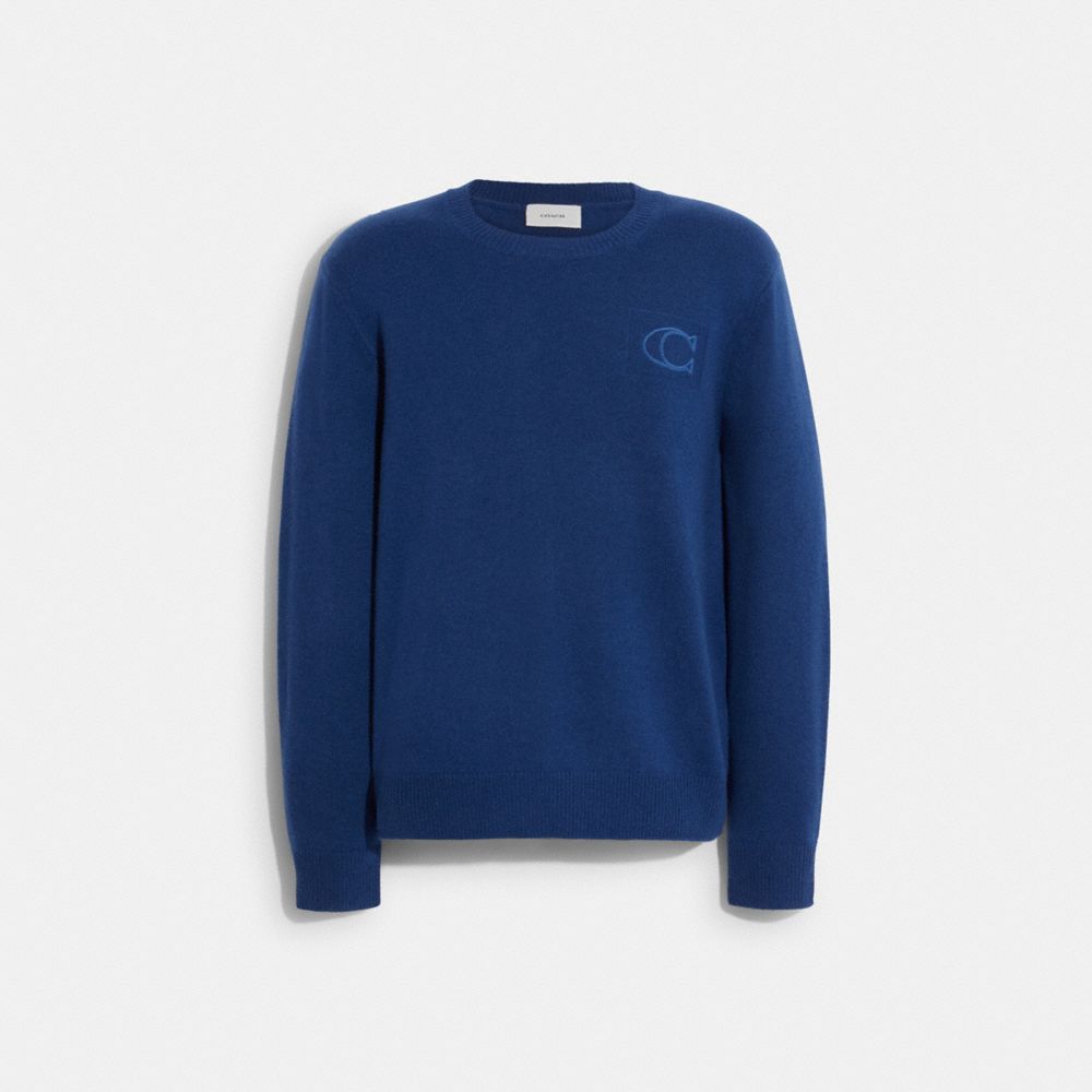 Crewneck Sweater With Signature - CE344 - Denim