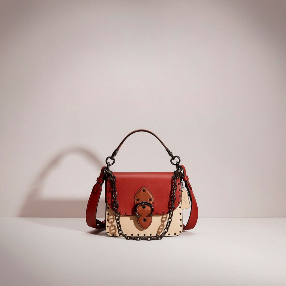 COACH CE387 Restored Beat Shoulder Bag 18 In Colorblock With Rivets V5/Red Sand Ivory Multi