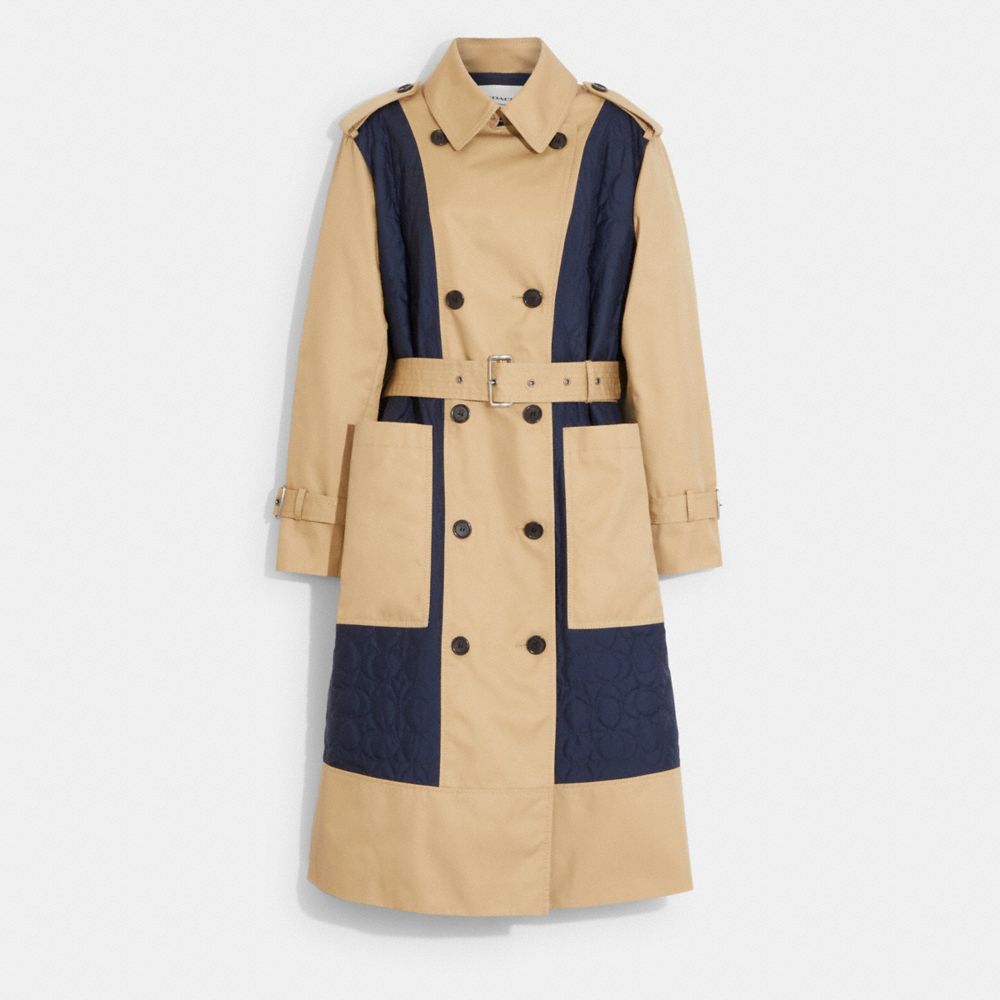 Signature Quilted Trench - CE401 - Classic Khaki/Navy