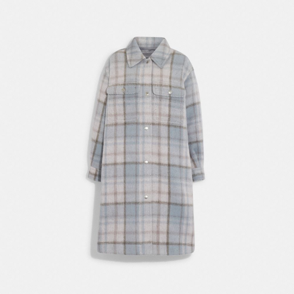 Plaid Long Shacket - CE404 - Sage Multi