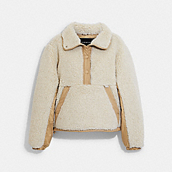 COACH CE407 Sherpa Pull Over In Recycled Polyester CREAM