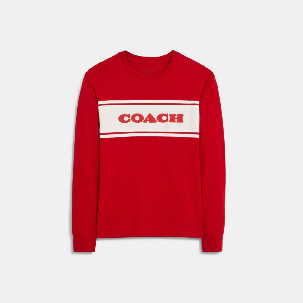 COACH CE420 Sporty Coach Long Sleeve Shirt RED