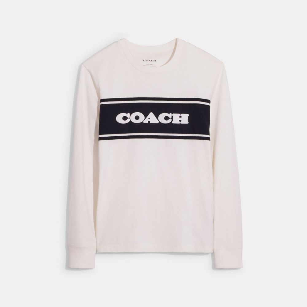 COACH CE420 Sporty Coach Long Sleeve Shirt White