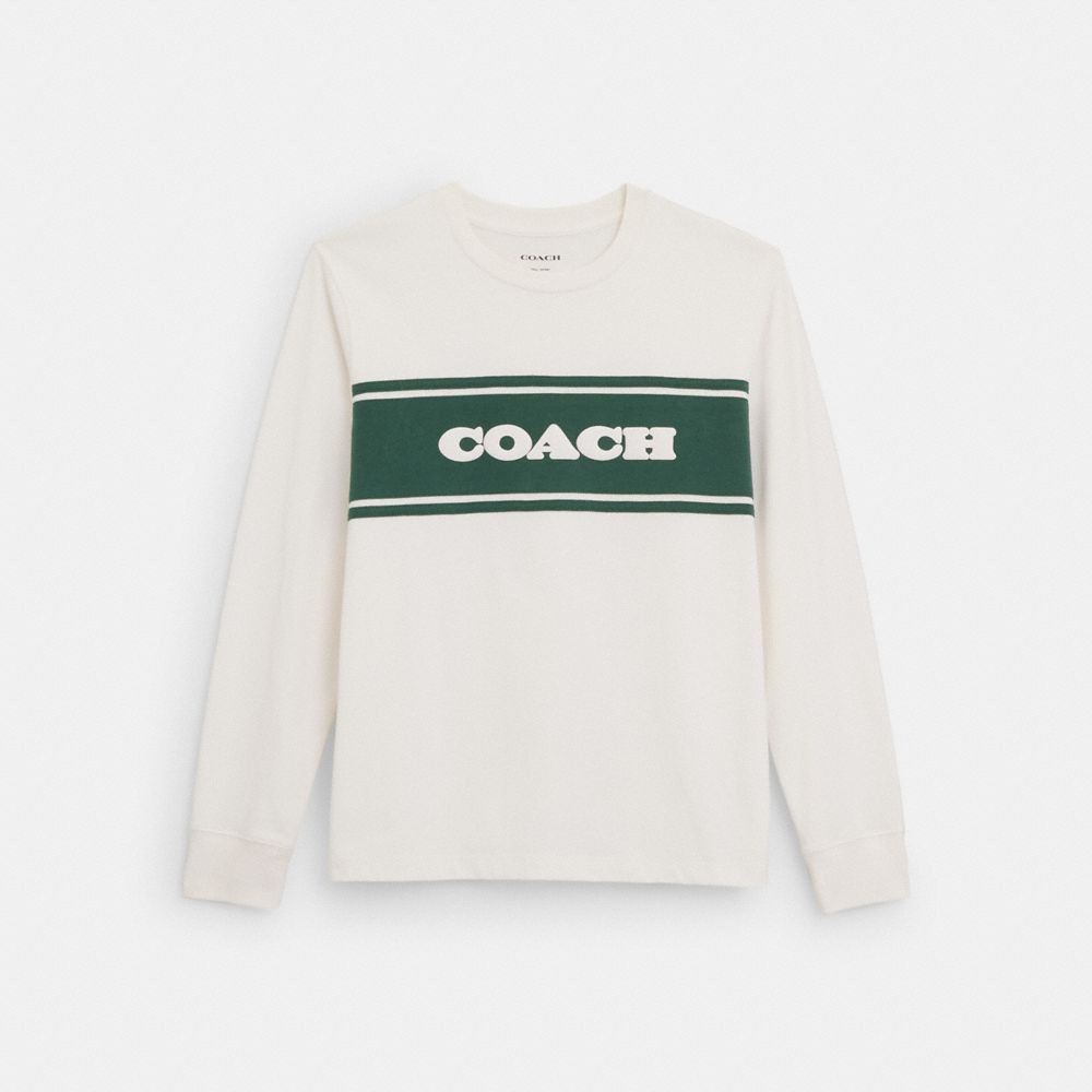 COACH CE420 Sporty Coach Long Sleeve Shirt White/Green