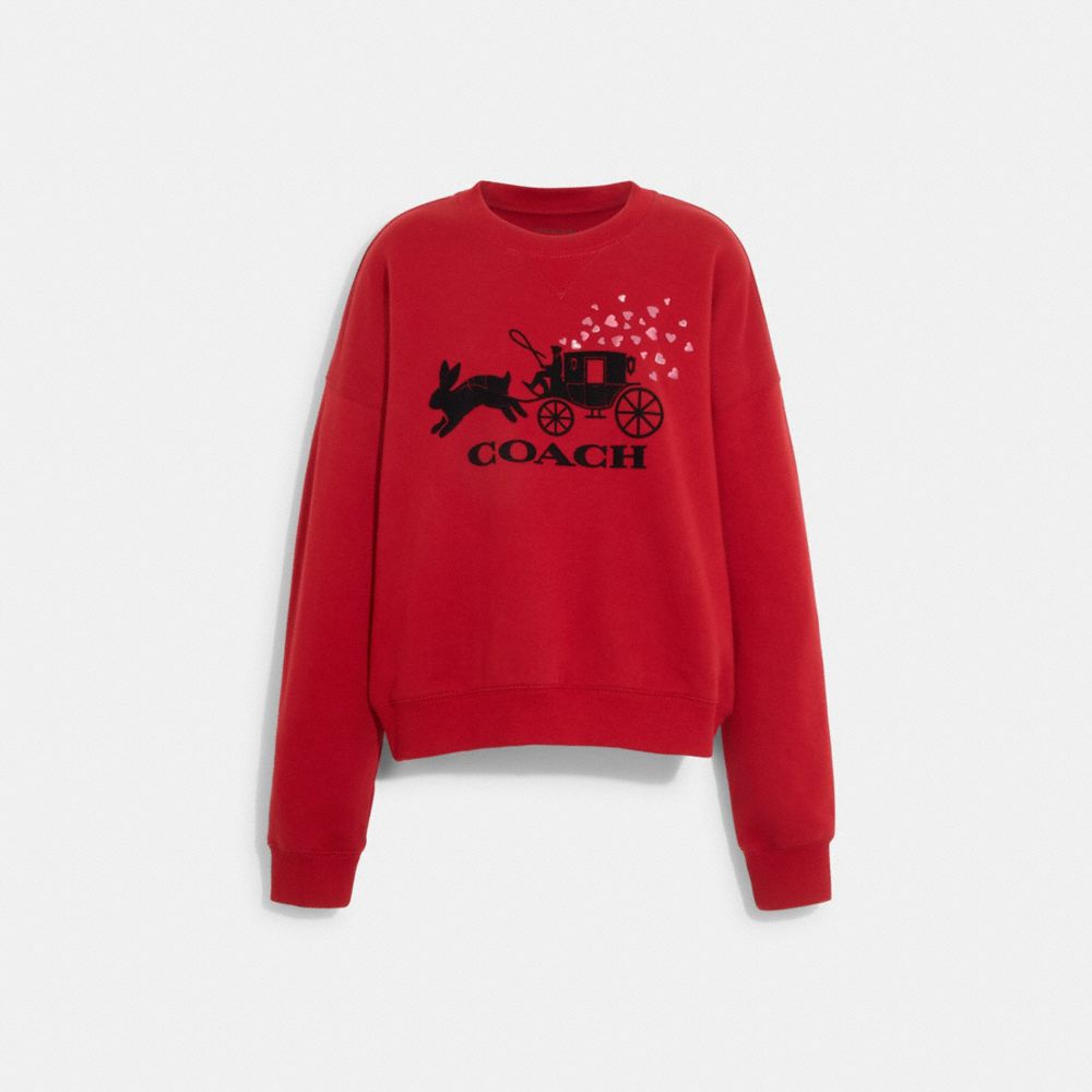 COACH CE427 Lunar New Year Rabbit And Carriage Crewneck Sweatshirt 1941 RED