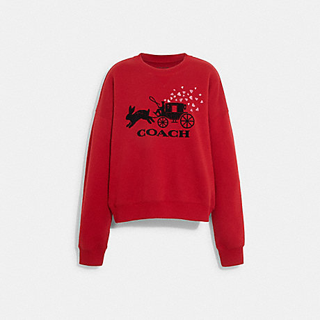 COACH CE427 Lunar New Year Rabbit And Carriage Crewneck Sweatshirt 1941 Red