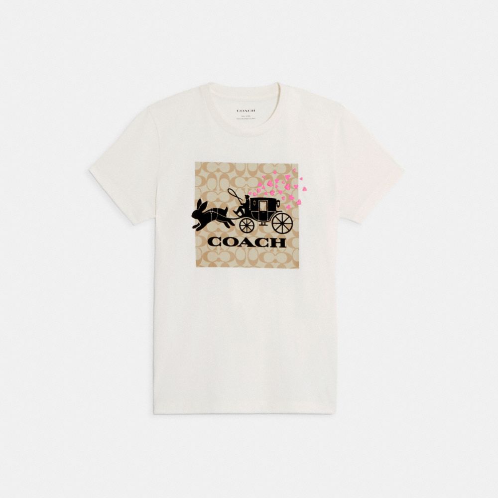 COACH CE429 Lunar New Year Signature Rabbit And Carriage T Shirt WHITE