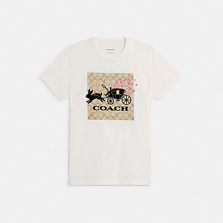 COACH CE429 Lunar New Year Signature Rabbit And Carriage T Shirt White