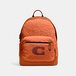 COACH CE437 West Backpack With Coach Motif GUNMETAL/GINGER