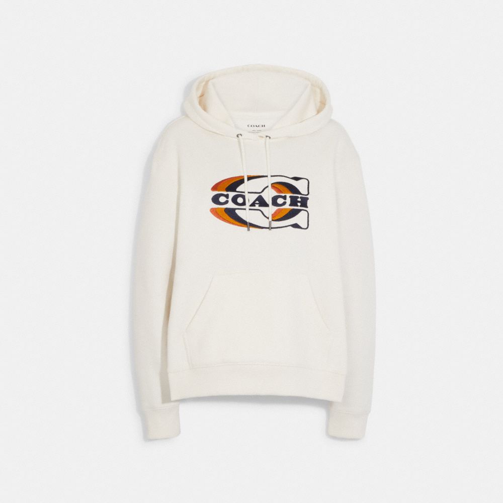 COACH CE456 Sporty Coach Hoodie WHITE